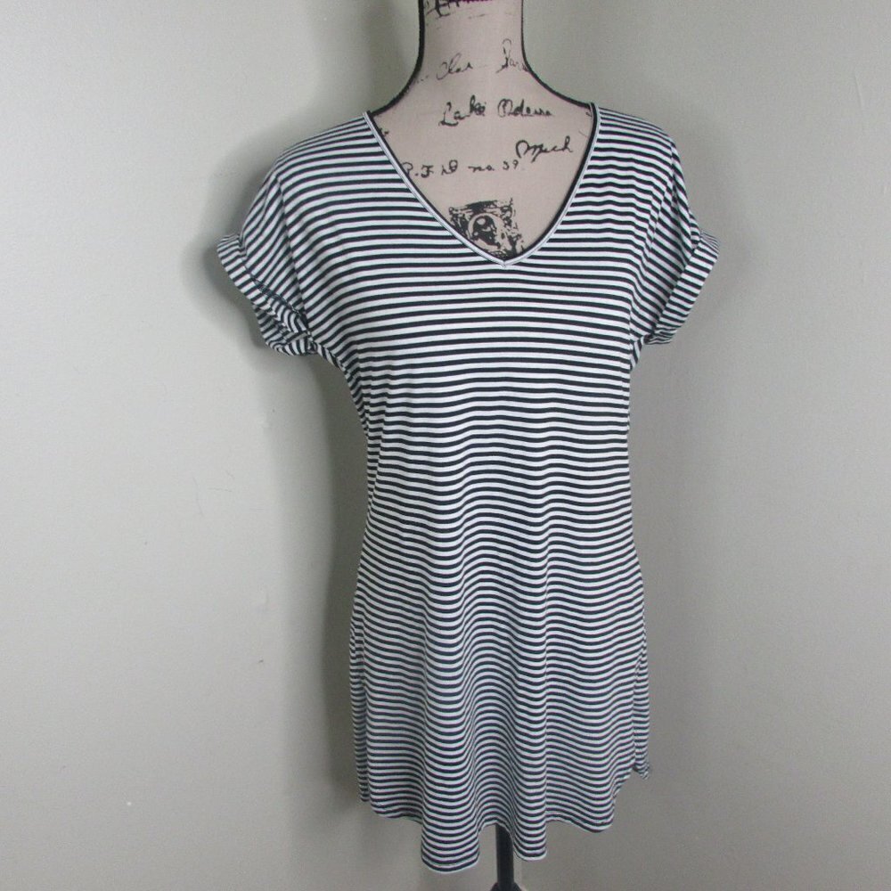Liberty Love T-Shirt Dress M Black White Stripe